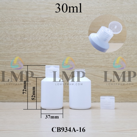 Chai thủy tinh vát nắp bật sọc 30ml