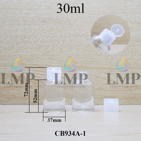 Chai thủy tinh vát nắp bật sọc 30ml