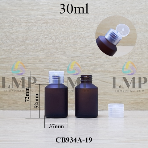 Chai thủy tinh vát nắp bật sọc 30ml