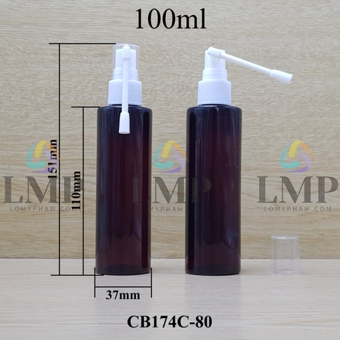 Chai PET vai ngang đầu xịt mũi 360 độ 100ml