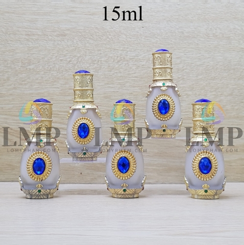 Chai Dubai nắp bóp trắng ruby xanh dương 15ml