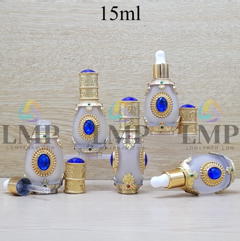 Chai Dubai nắp bóp trắng ruby xanh dương 15ml