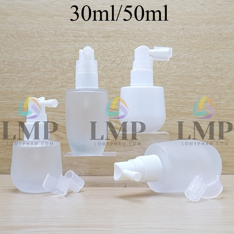 Chai thủy tinh bầu đầu xịt mũi 90 độ