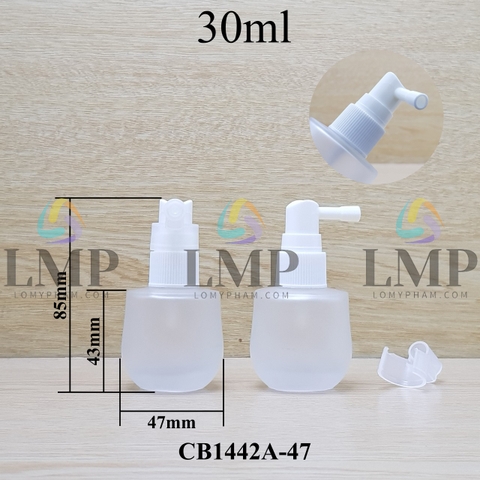 Chai thủy tinh bầu đầu xịt mũi 90 độ