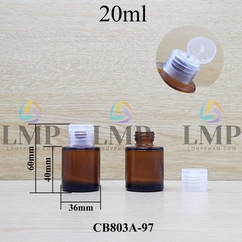 Chai thủy tinh nâu nắp bật sọc