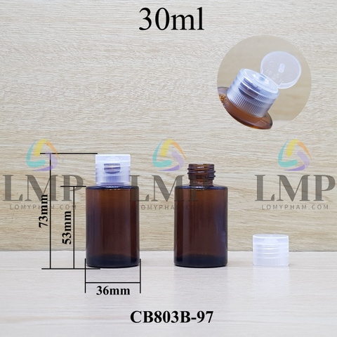 Chai thủy tinh nâu nắp bật sọc