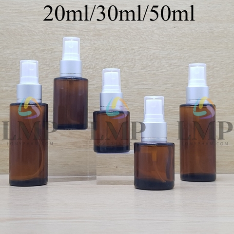 Chai thủy tinh nâu đầu phun sương xi 1 viền