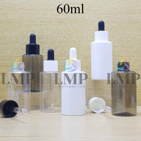 Chai PETG vai ngang nắp bóp khoen nhựa 60ml