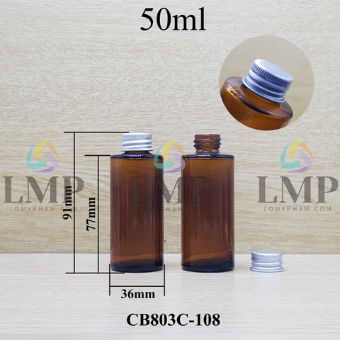 Chai thủy tinh nâu nắp nhôm cuốn