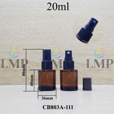 Chai thủy tinh nâu đầu phun sương sọc