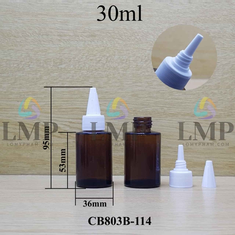 Chai thủy tinh nâu nắp nhọn sọc