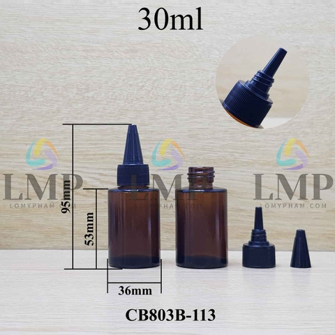 Chai thủy tinh nâu nắp nhọn sọc