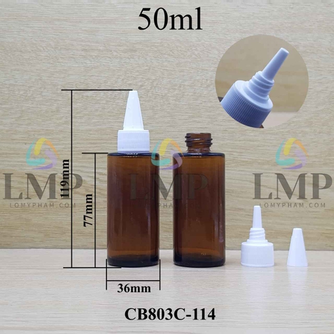 Chai thủy tinh nâu nắp nhọn sọc