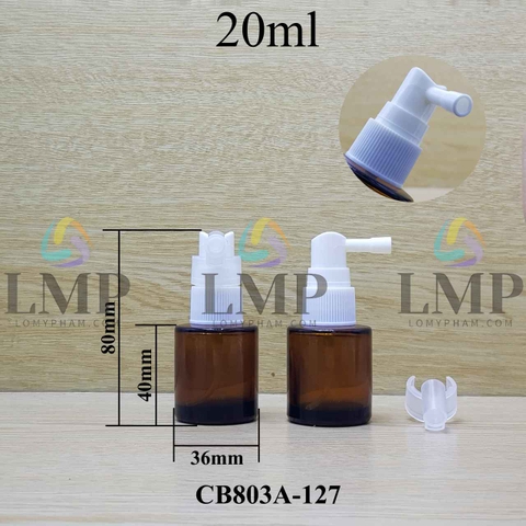 Chai thủy tinh nâu đầu xịt mũi 90 độ