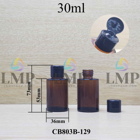 Chai thủy tinh nâu nắp bật trơn bóng