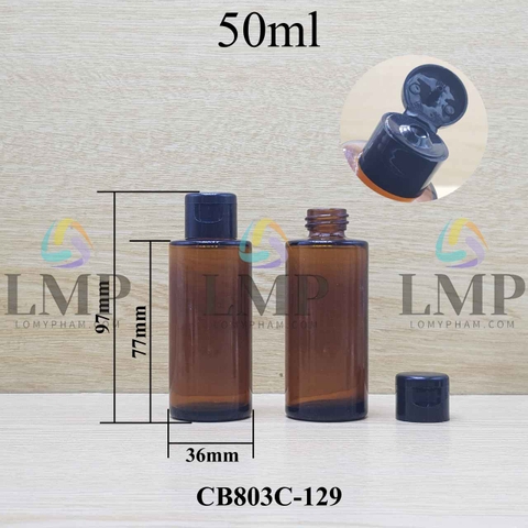 Chai thủy tinh nâu nắp bật trơn bóng