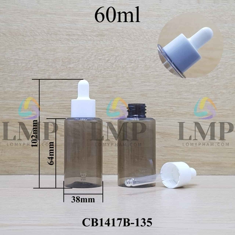 Chai PETG vai ngang nắp bóp khoen nhựa 60ml