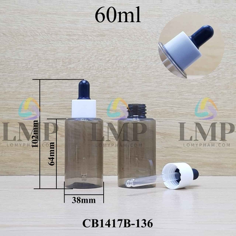Chai PETG vai ngang nắp bóp khoen nhựa 60ml