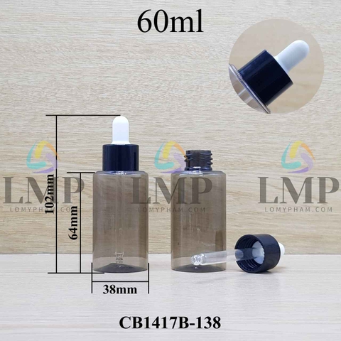Chai PETG vai ngang nắp bóp khoen nhựa 60ml