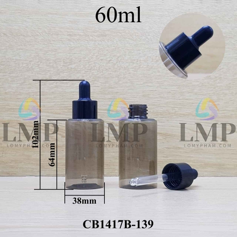 Chai PETG vai ngang nắp bóp khoen nhựa 60ml