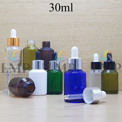 Chai thủy tinh vát nắp bóp khoen nhôm 30ml