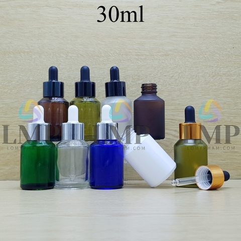 Chai thủy tinh vát nắp bóp khoen nhôm 30ml