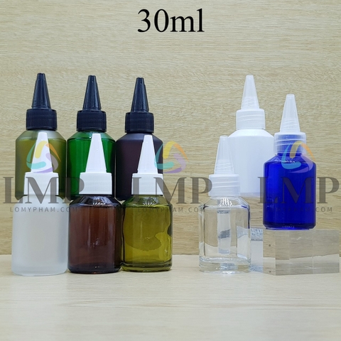 Chai thủy tinh vát nắp nhọn sọc 30ml