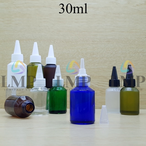 Chai thủy tinh vát nắp nhọn sọc 30ml