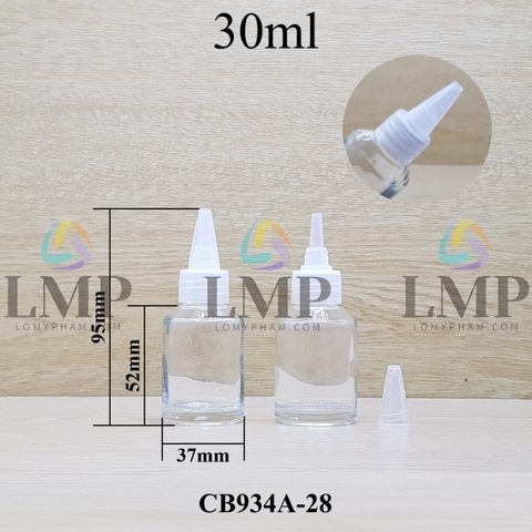 Chai thủy tinh vát nắp nhọn sọc 30ml