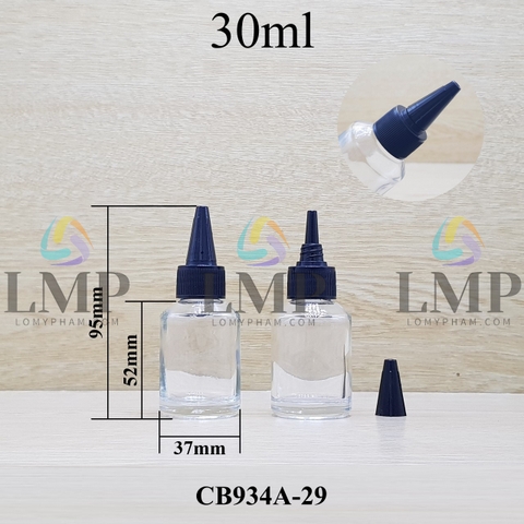 Chai thủy tinh vát nắp nhọn sọc 30ml