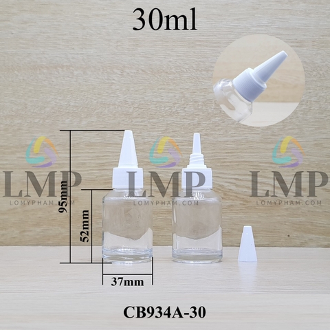 Chai thủy tinh vát nắp nhọn sọc 30ml