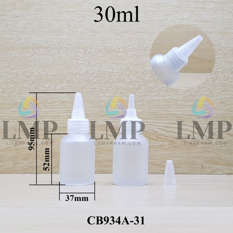 Chai thủy tinh vát nắp nhọn sọc 30ml