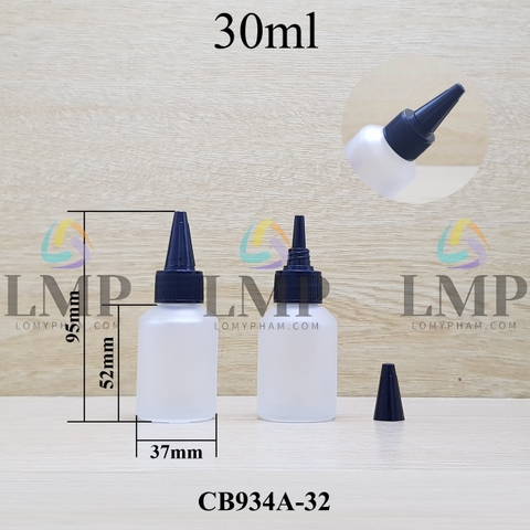 Chai thủy tinh vát nắp nhọn sọc 30ml