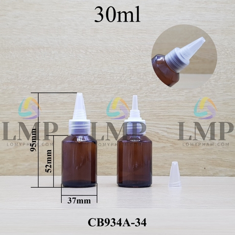 Chai thủy tinh vát nắp nhọn sọc 30ml