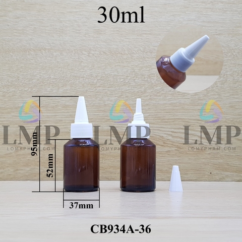 Chai thủy tinh vát nắp nhọn sọc 30ml