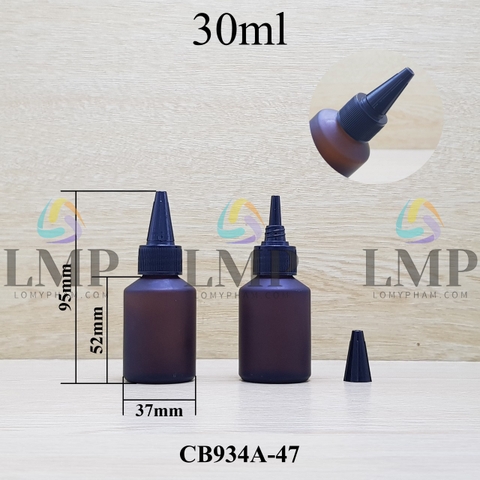 Chai thủy tinh vát nắp nhọn sọc 30ml