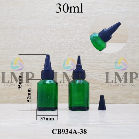 Chai thủy tinh vát nắp nhọn sọc 30ml