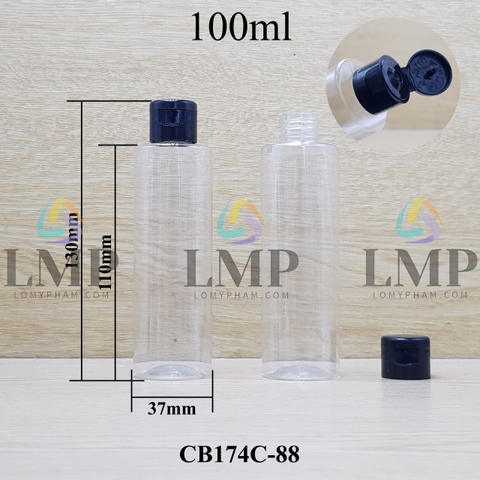 Chai PET vai ngang nắp bật trơn bóng 100ml