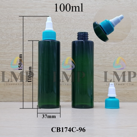 Chai PET vai ngang nắp nhọn sọc tattoo 100ml