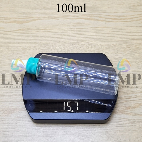 Chai PET vai ngang nắp nhọn sọc tattoo 100ml