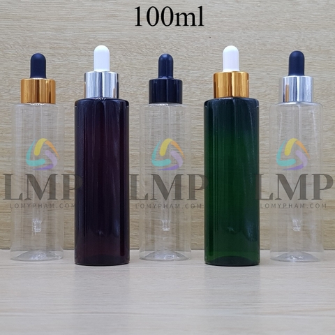 Chai PET vai ngang nắp bóp khoen nhôm 100ml