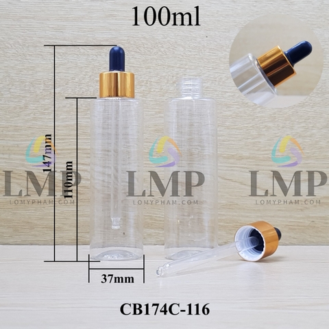 Chai PET vai ngang nắp bóp khoen nhôm 100ml