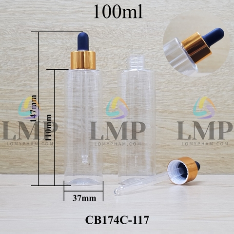 Chai PET vai ngang nắp bóp khoen nhôm 100ml