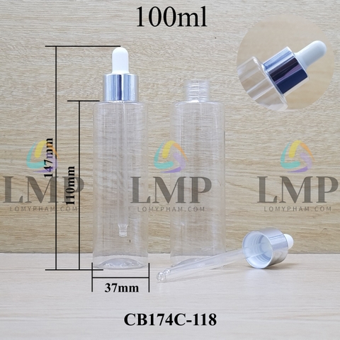 Chai PET vai ngang nắp bóp khoen nhôm 100ml