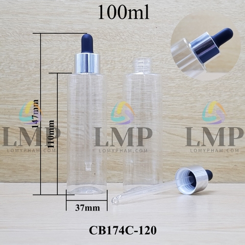 Chai PET vai ngang nắp bóp khoen nhôm 100ml