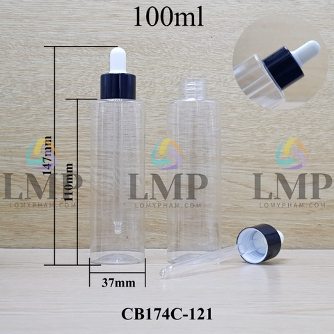 Chai PET vai ngang nắp bóp khoen nhôm 100ml