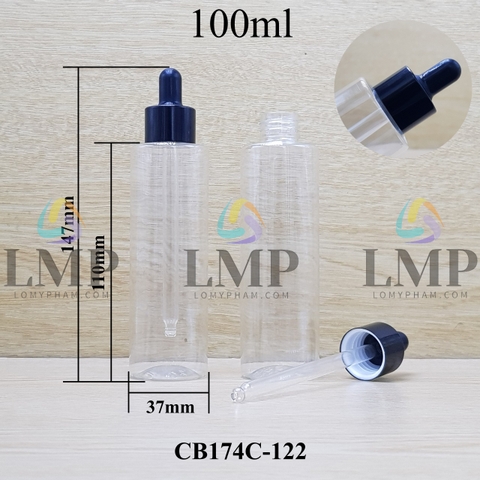 Chai PET vai ngang nắp bóp khoen nhôm 100ml