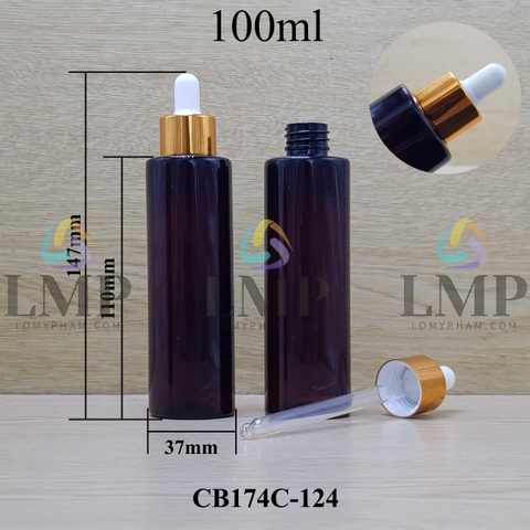 Chai PET vai ngang nắp bóp khoen nhôm 100ml