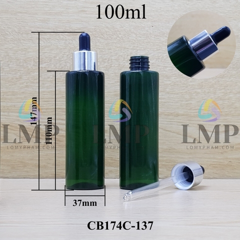 Chai PET vai ngang nắp bóp khoen nhôm 100ml