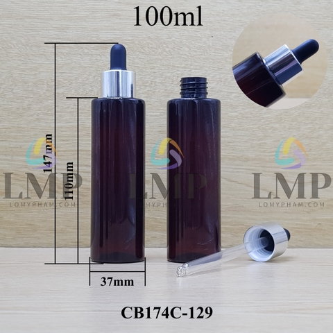 Chai PET vai ngang nắp bóp khoen nhôm 100ml